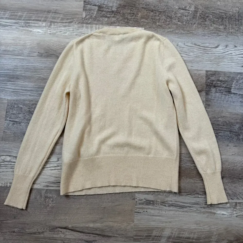J.Crew 100% Cashmere Cream Sweater Crewneck Soft Luxury Minimalist Capsule Small